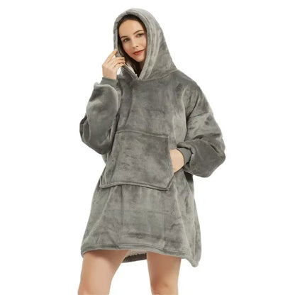 Winter Hoodies Sweatshirt Women Men Pullover Fleece Giant TV Oversized Blanket with Long Flannel Sleeves